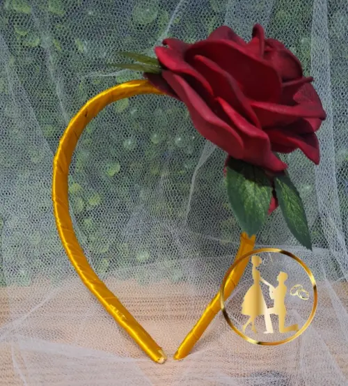 Tiara de luxo infantil vermelha marsala