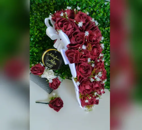 Kit Buquê de noiva vermelho cascata