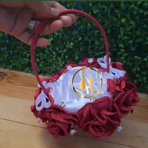 Cesta florista de casamento vermelha