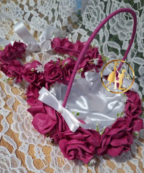 Cesta de florista de casamento fúcsia pink