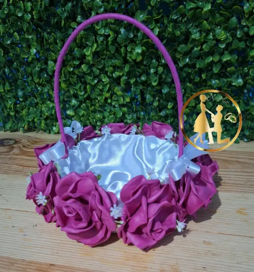 Cesta de florista de casamento fúcsia pink