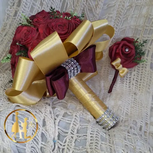 Buquê de noiva vermelho marsala pequeno