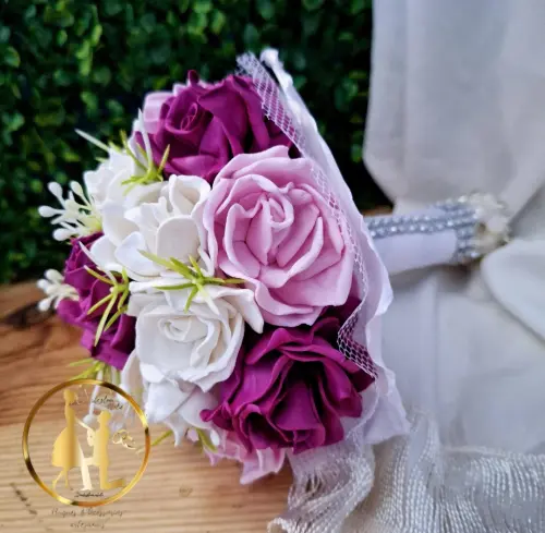 Buquê de noiva rosa branco e fúcsia pequeno