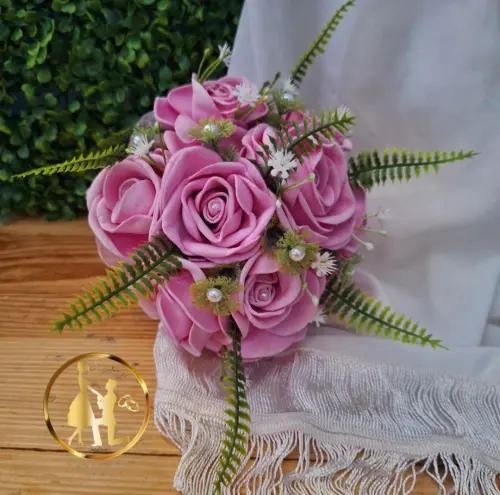 Buquê de noiva rosa pequeno