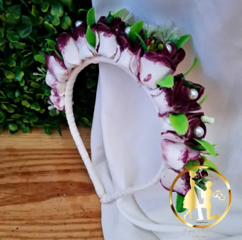 Tiara de luxo branca e marsala