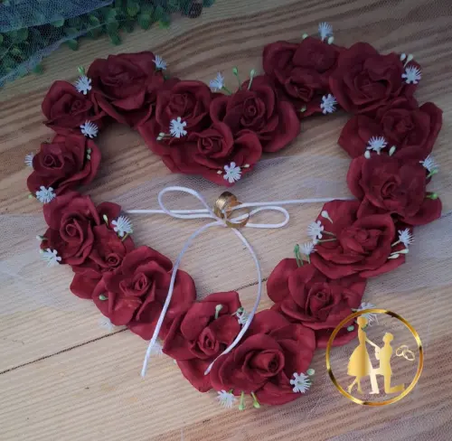 Porta alianças coração marsala kit