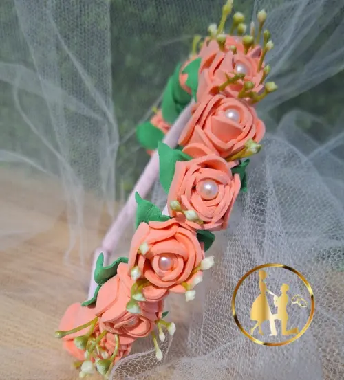 Tiara de luxo salmão