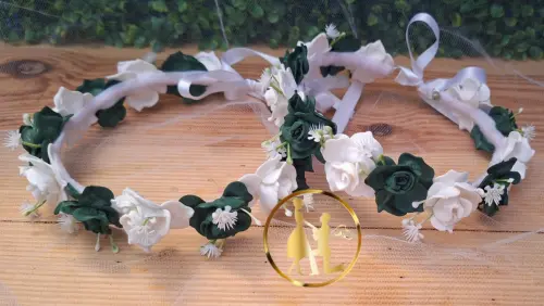 Coroa tiara verde militar e branco