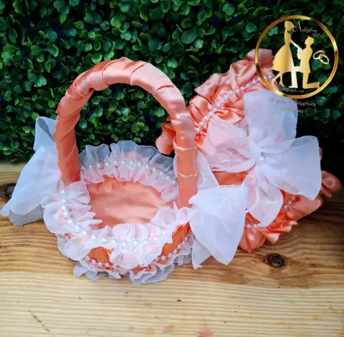 Cestinha para florista de casamento salmão