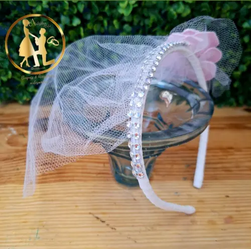 Tiara com véu festa fantasia despedida