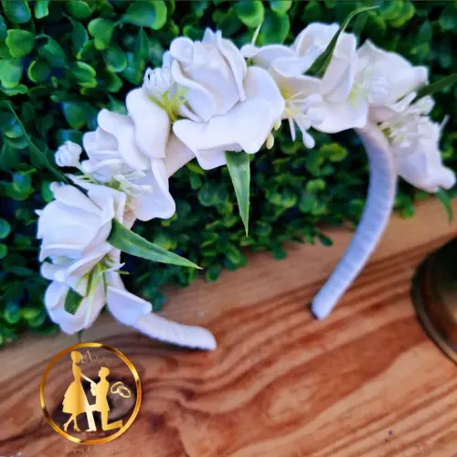 Tiara de luxo branca daminhas e floristas