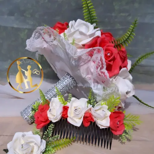 Buquê de noiva rosa chá e branco kit noiva