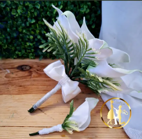 Buquê de noiva copo de leite branco branco (kit)