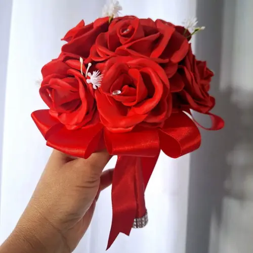 Buquê de Noiva Vermelho Cívil Jogar Daminha