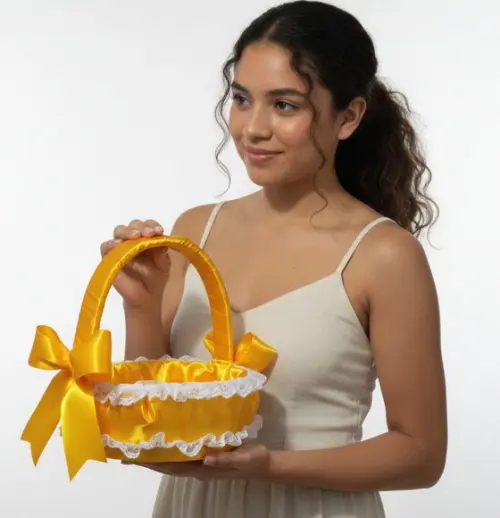 Cesta de Florista de Casamento Amarela