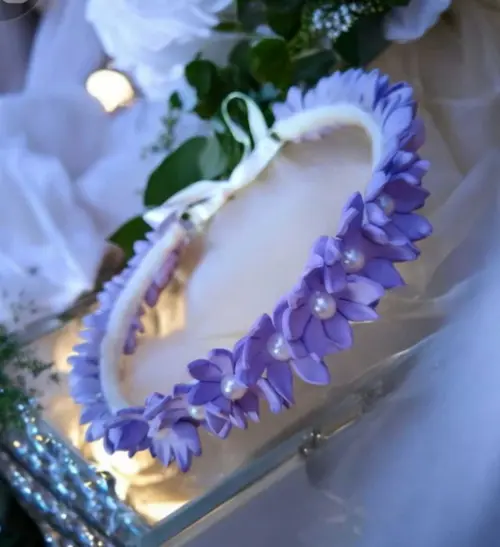 Tiara Coroa Lilás com Perolas Adulto e Infantil