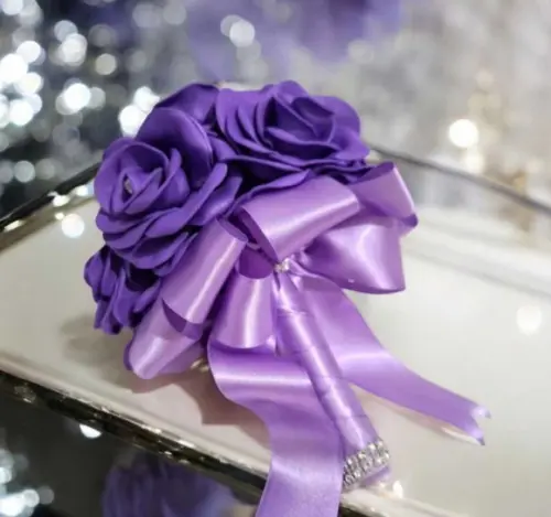 Buquê para Noiva Roxo e Lilás Cívil- Artesanal