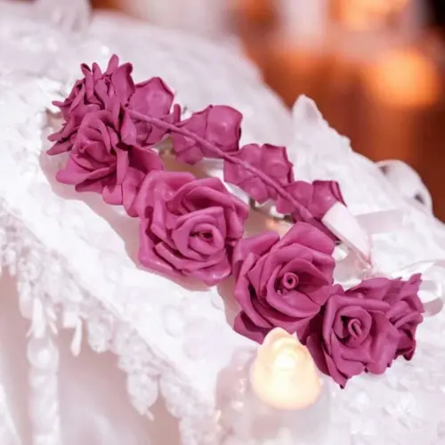 Tiara Rosa Chá para Cabelos- Artesanal
