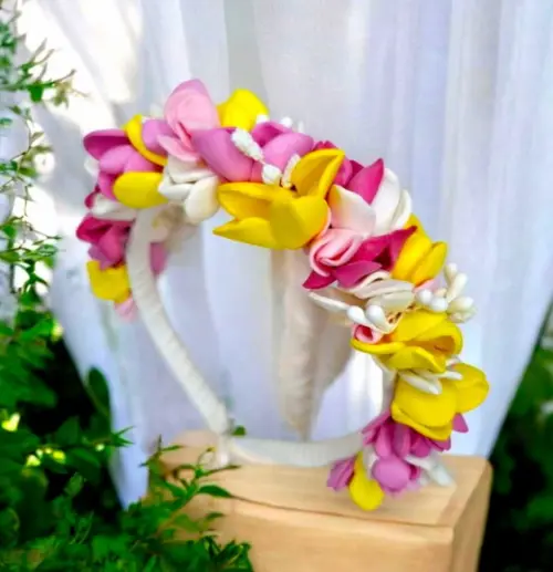 Tiara Infantil de Luxo Amarela e Rosa