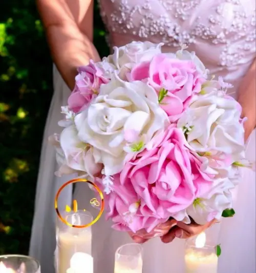 Buquê de Noiva Rosa Bebê Branco Casamento Civil Pequeno Eva