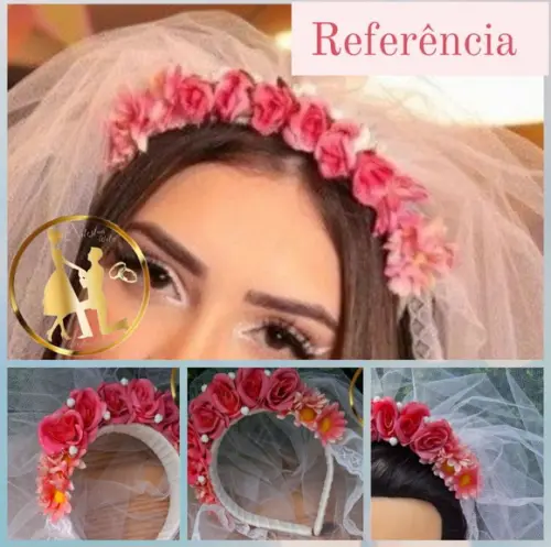 Véu com Flores Noiva Caipira Casamento na Roça