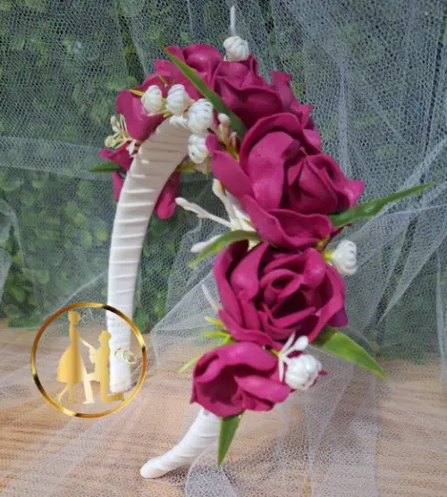 Tiara de Luxo Fúcsia/rosa Pink com Flores