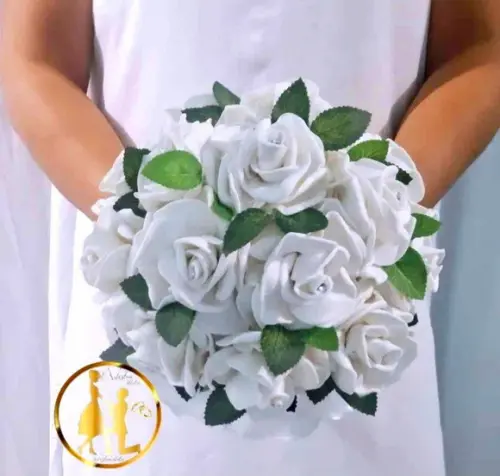 Buquê Noiva Branco + Flor de Lapela Artezlua.ateliê Eva
