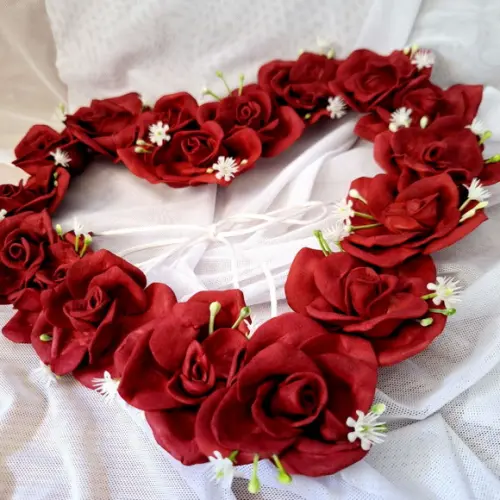 Porta Aliança Coração de Flores Vermelho - Artesanal Eva