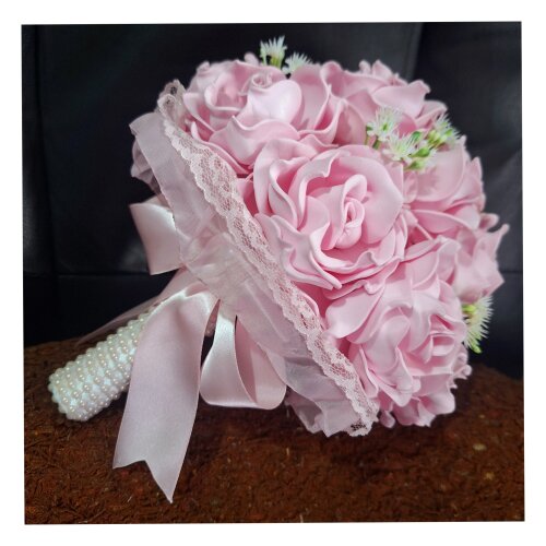 Buque de Noiva Rosas Rosé Elegante para Casamento Médio - Eva