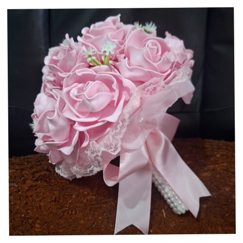 Buque de Noiva Rosas Rosé Elegante para Casamento Médio - Eva