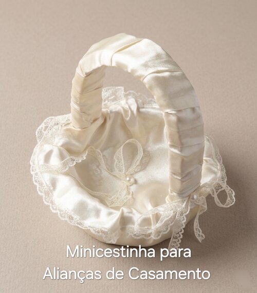 Minicesta Luxuosa para Alianças de Casamento Off-White/ Marfim