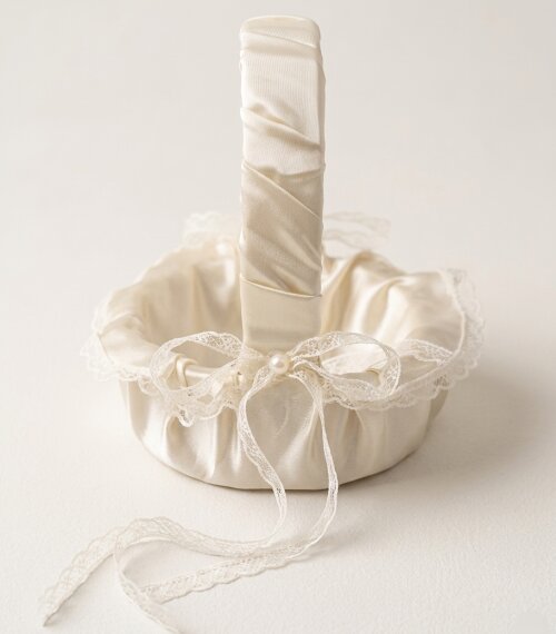 Minicesta Luxuosa para Alianças de Casamento Off-White/ Marfim