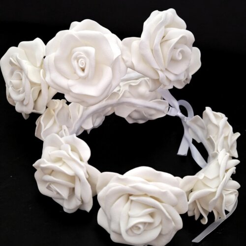 Coroa Tiara de Rosas Branca Ensaios Gestantes Eventos