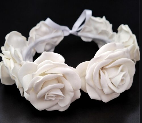 Coroa Tiara de Rosas Branca Ensaios Gestantes Eventos