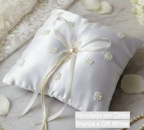 Porta Alianças Branco e Bege Off-White com Pérolas – Elegânc
