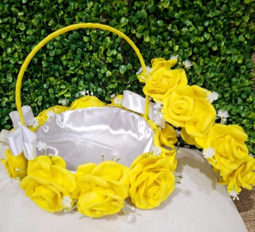 Kit para Daminha de Casamento Amarelo – Cesta para Florista, Co