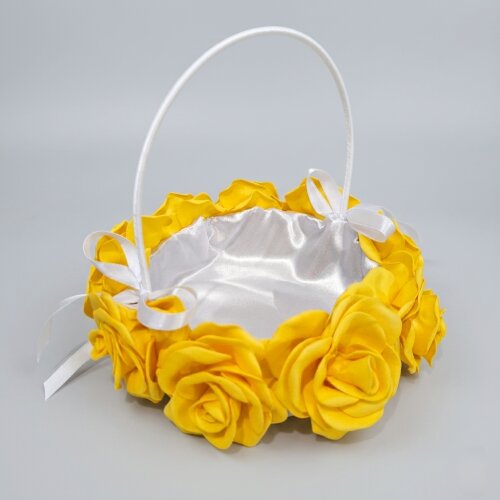 Cesta para Florista Amarelo Girassol em EVA – Cestinha para Daminha de Casamento Artesanal