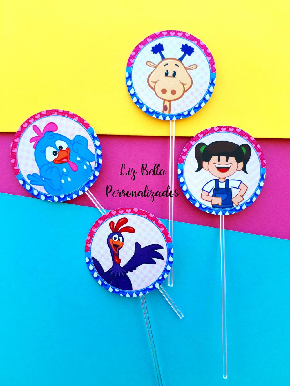 Topper para doces Galinha Pintadinha Rosa 50 Unidades