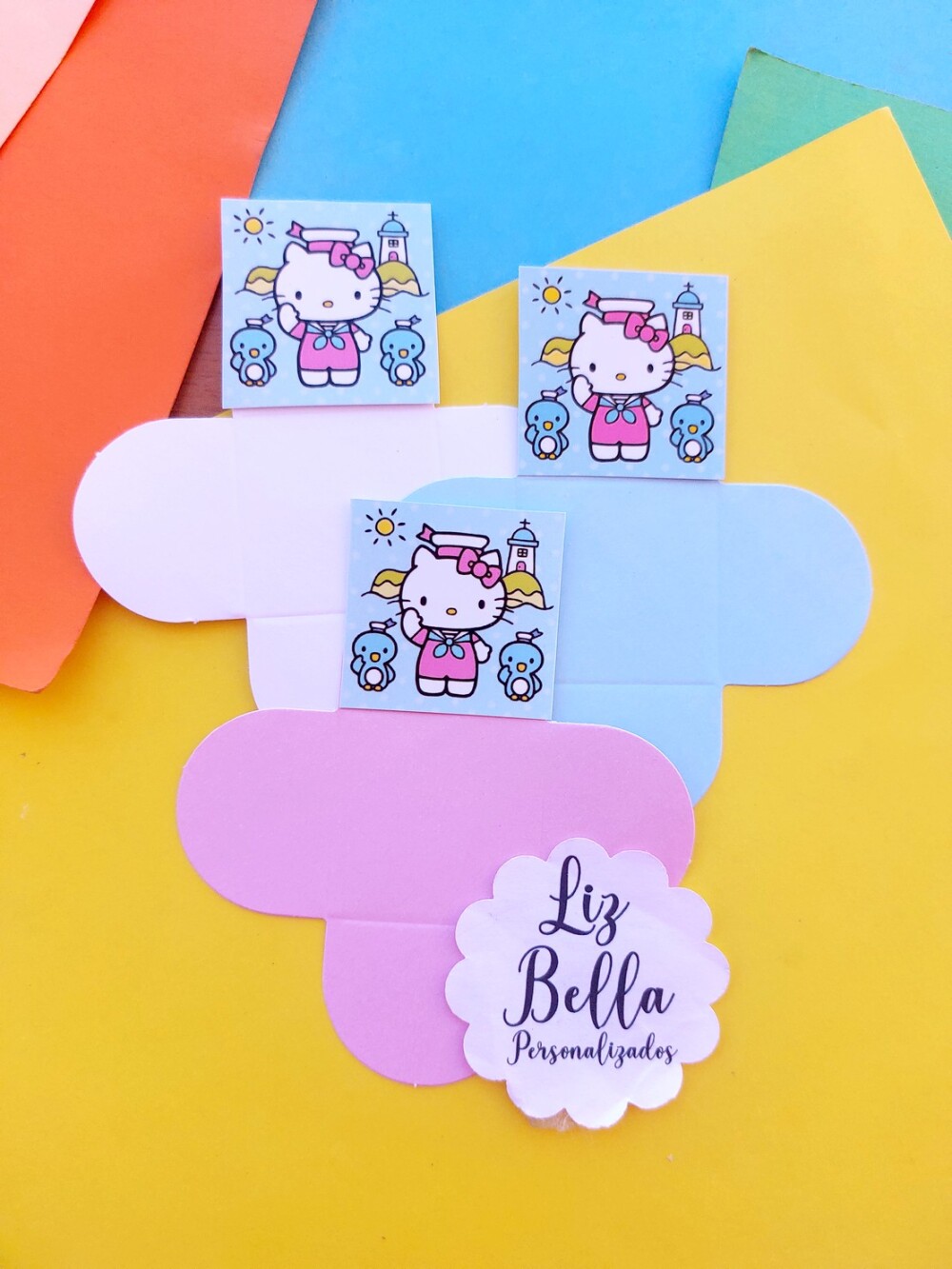 Forminhas para doces Hello Kitty Marinheira Rosa e Azul 100 Unida
