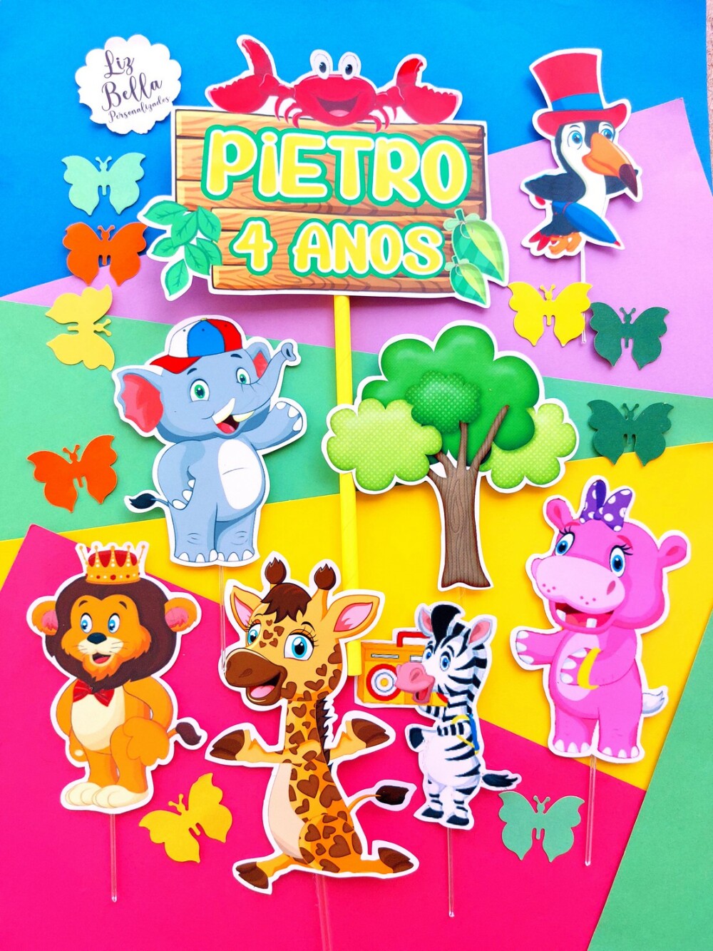 Topo de Bolo Girafa Giramille