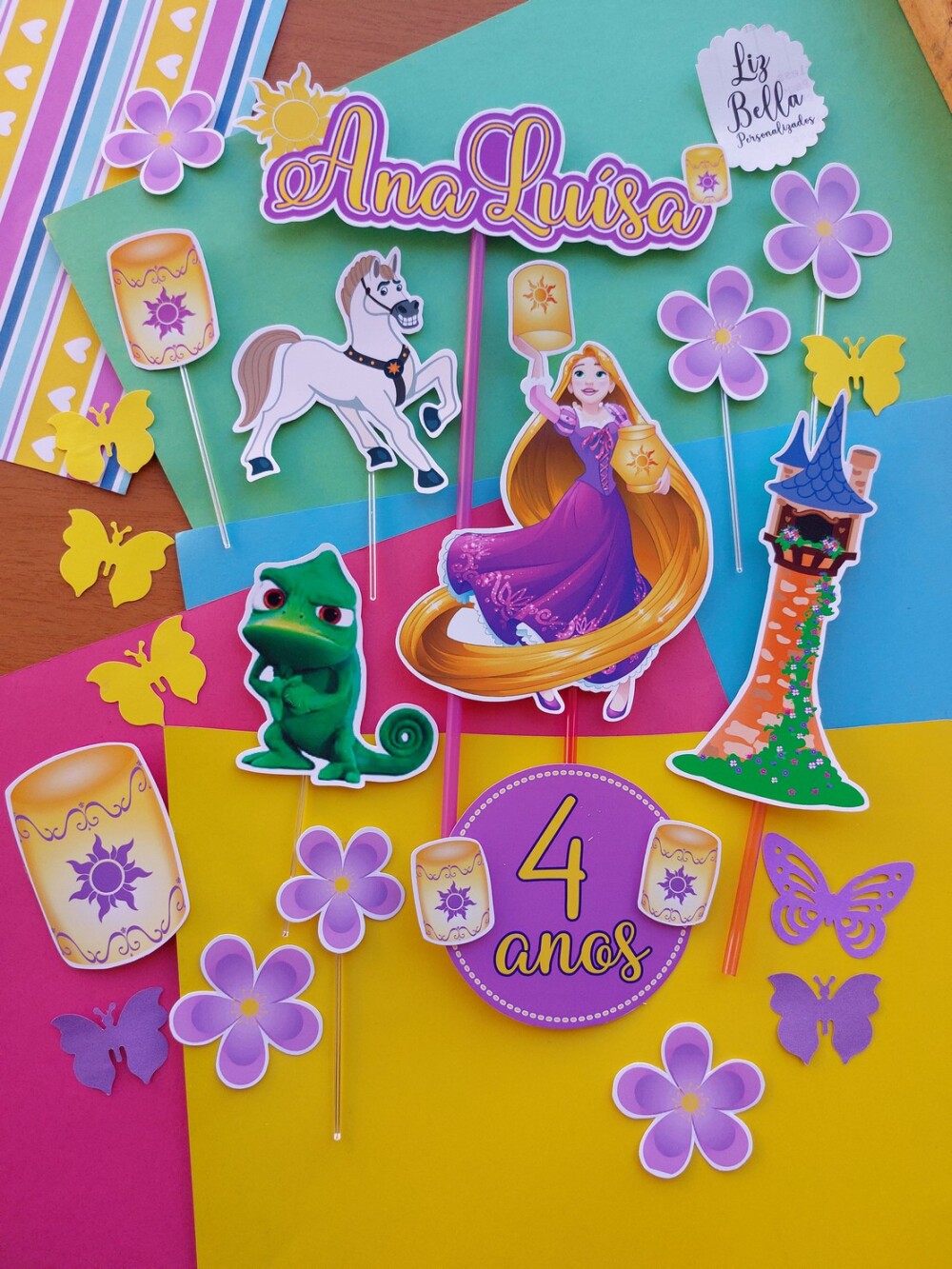 Topo de bolo Rapunzel