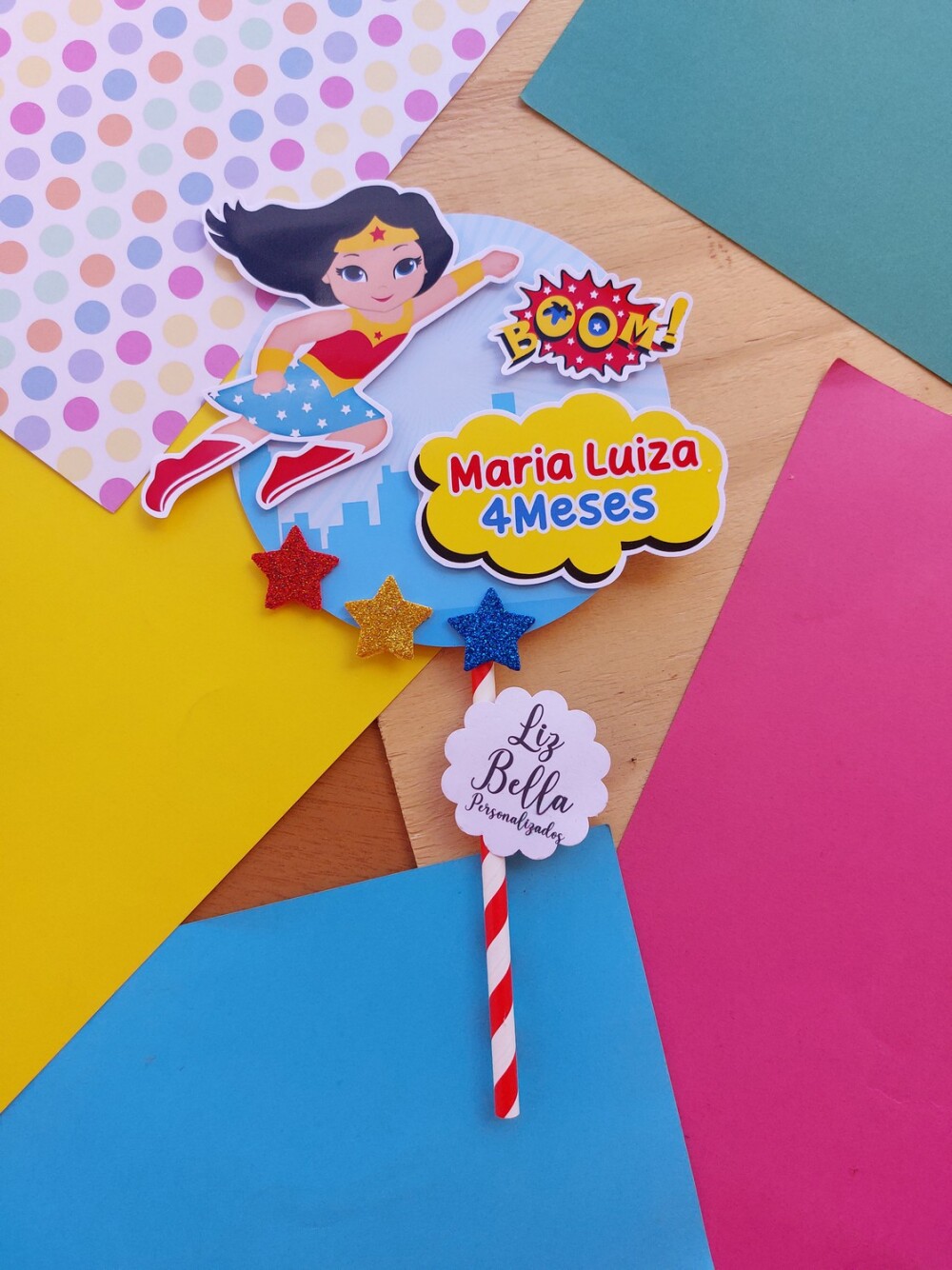 Mini Topo de bolo Mulher Maravilha