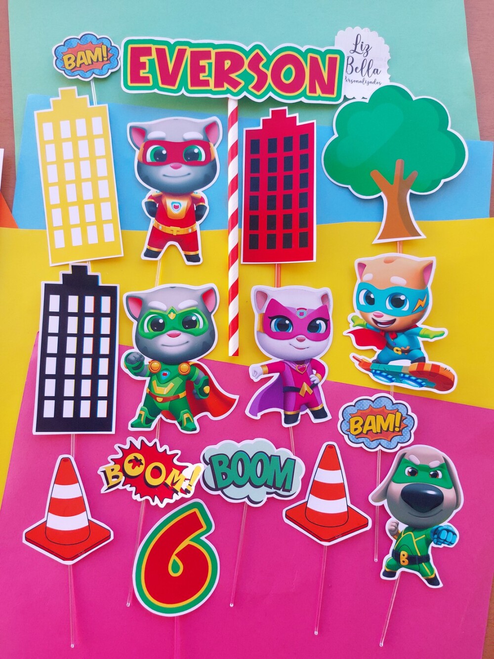 Topo de bolo Talking Tom Hero Dash