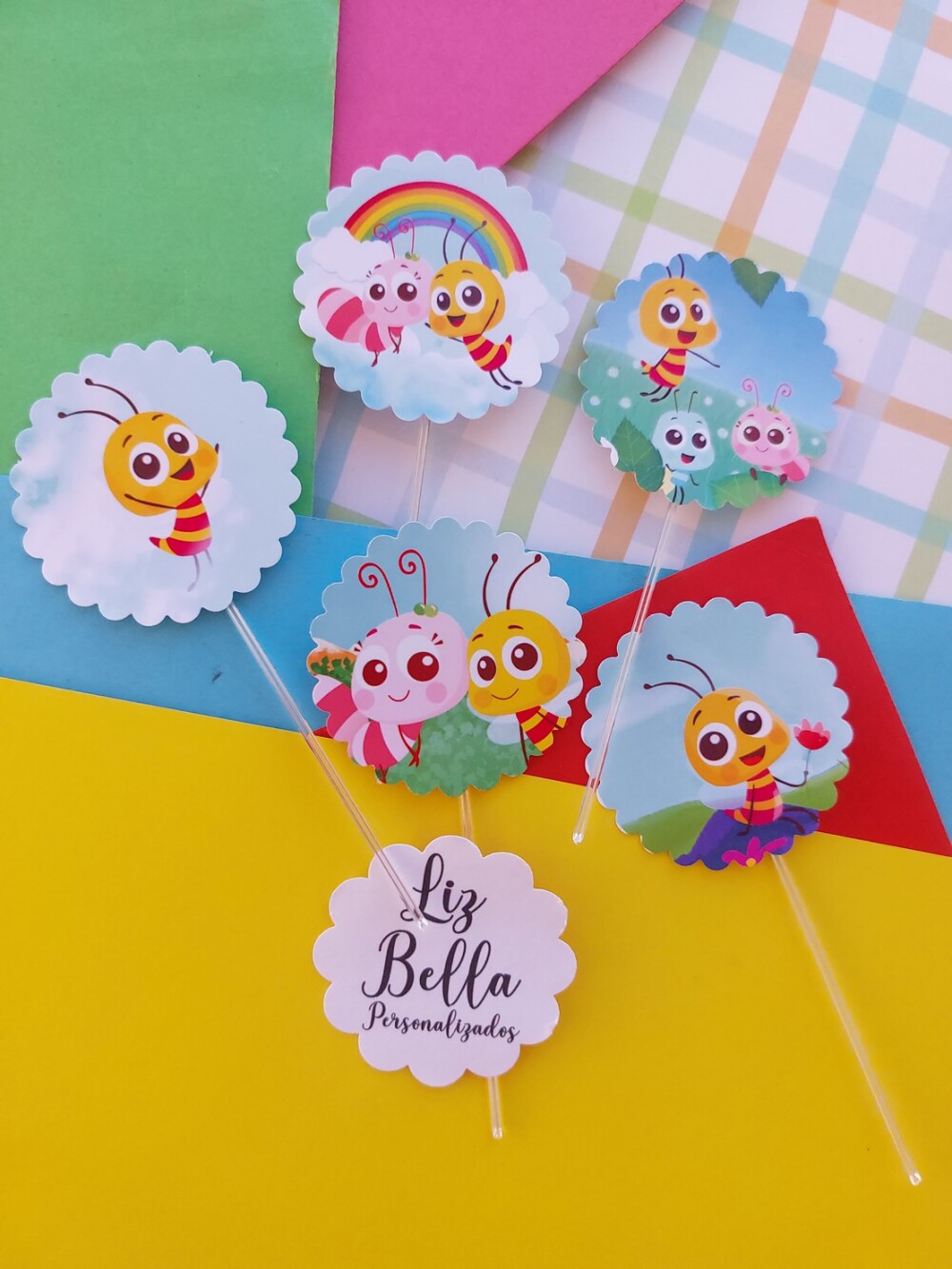 Topper para doces Bia e Nino 50 Unidades