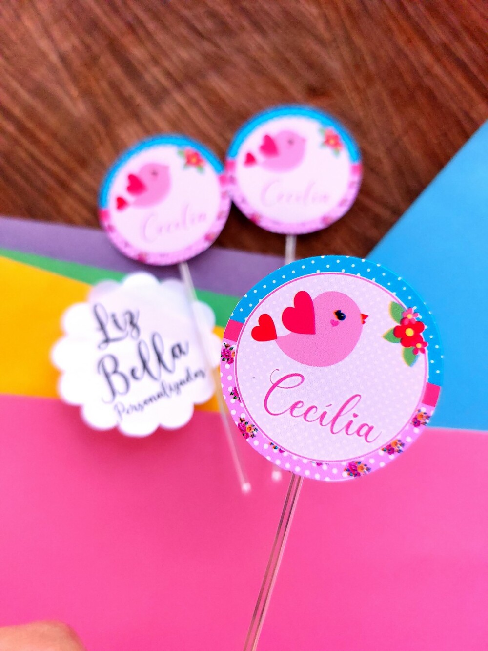 Topper para doces Jardim Encantado - Jardim dos Passarinhos  50 U