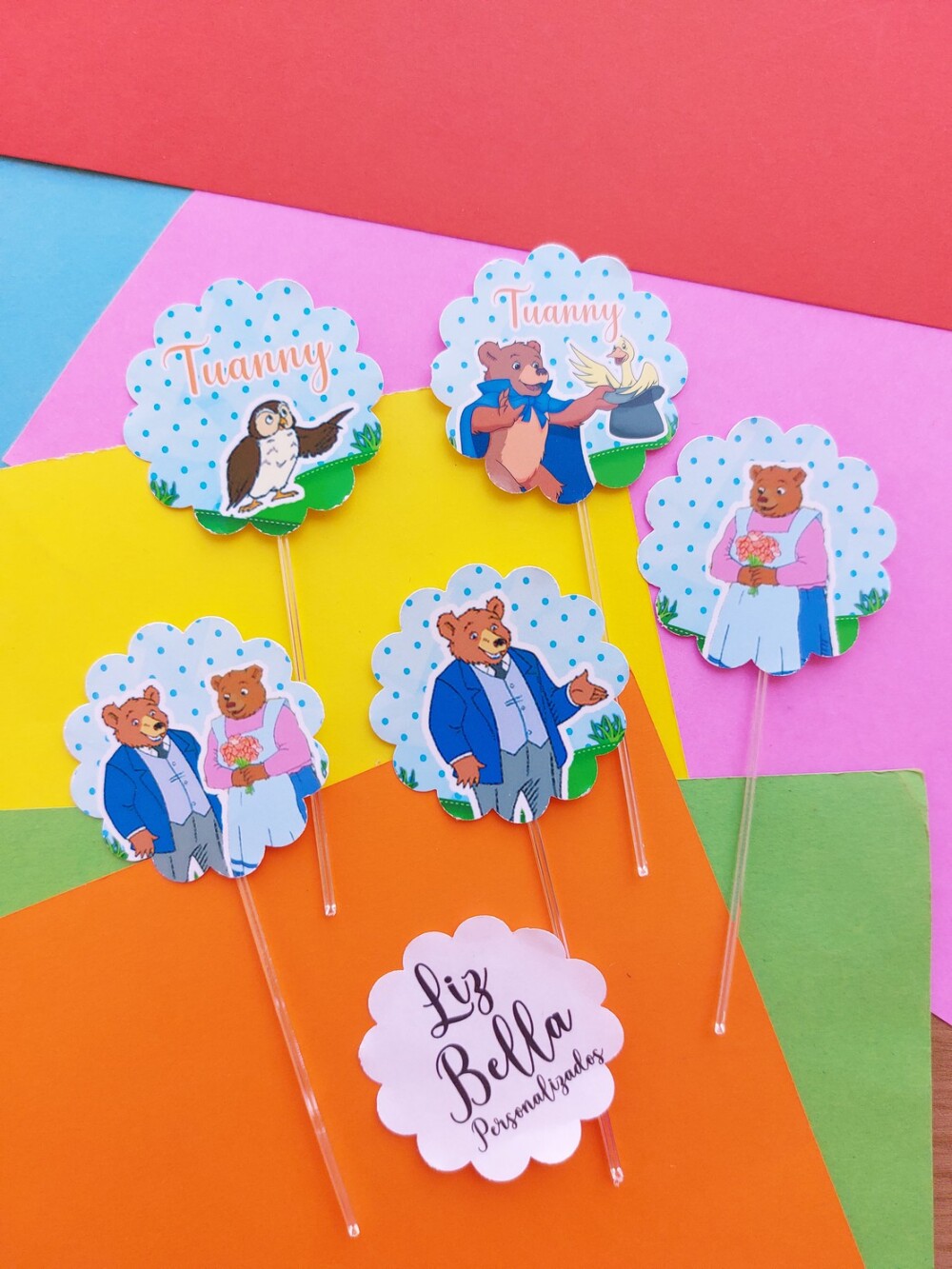 Topper para doces O pequeno Urso  50 Unidades