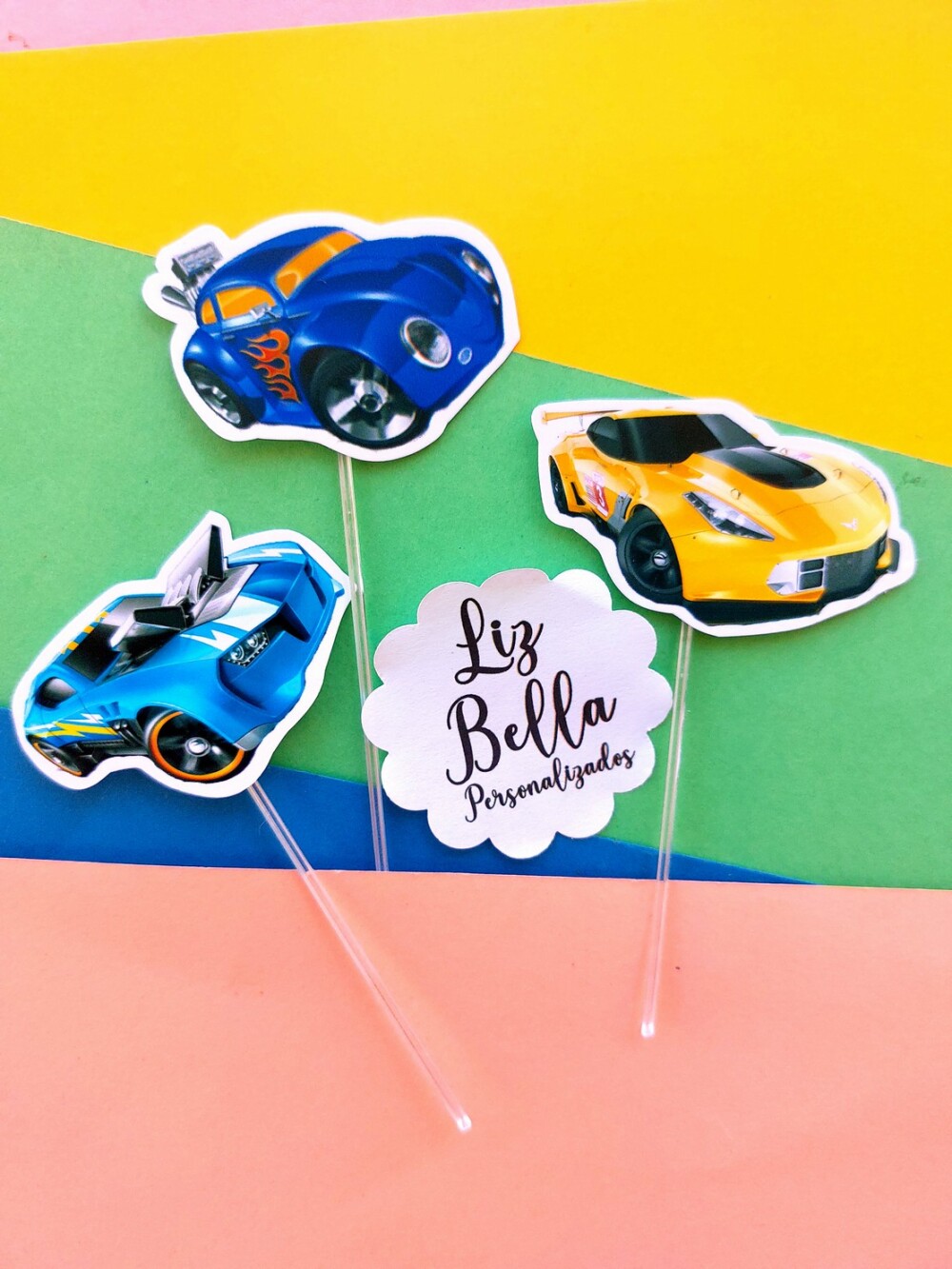 Topper para doces Hot Wheels 50 Unidades