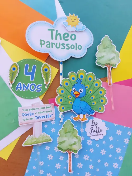 Topo de bolo Pavão