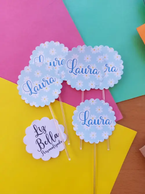Topper para doces Margaridas (Azul) 50 Unidades