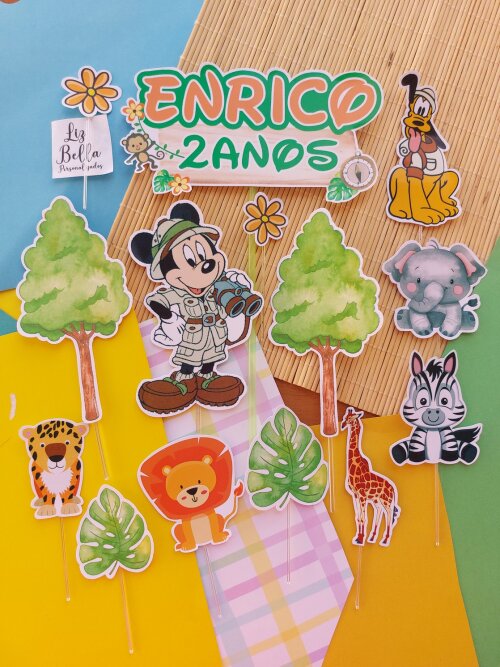 Topo de Bolo Mickey Safari